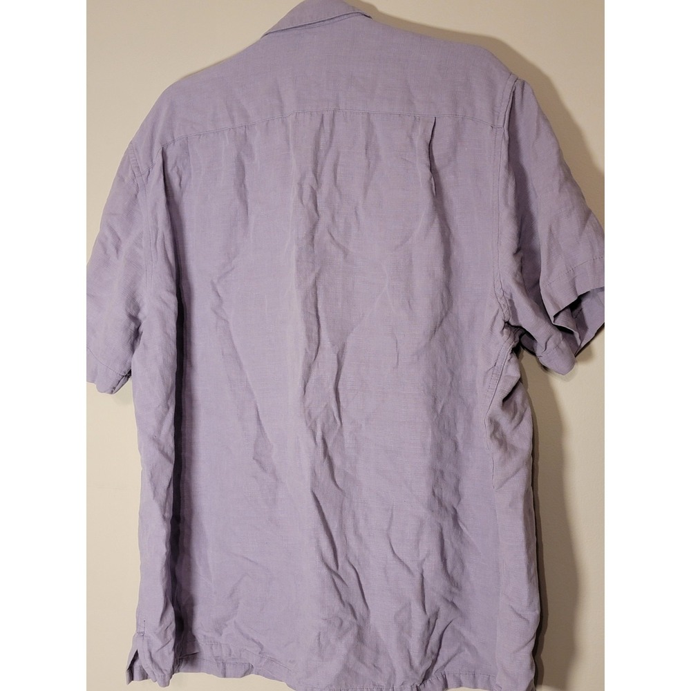 Tasso Elba Island XXL Purple Silk Linen Shirt Short Sleeve Button Down - Picture 4 of 6